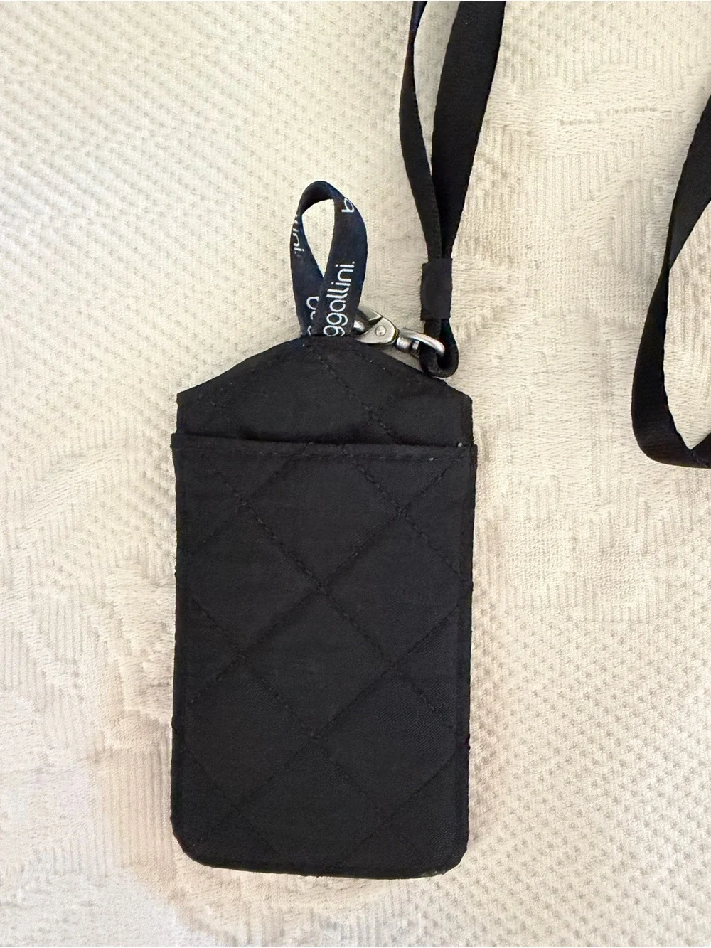 Baggallini Black Quilted RFID ID Card Badge Lanyard